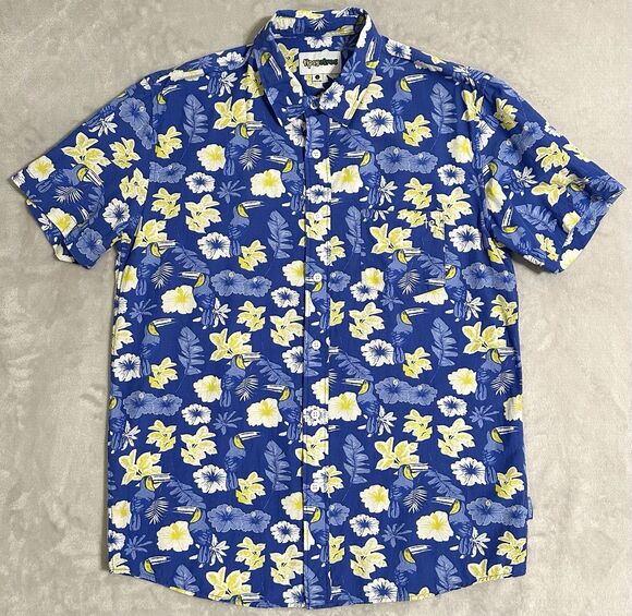 Tipsy Elves Other - Tipsy Elves Men's L Blue Toucan Floral Hawaiian Shirt Button Up